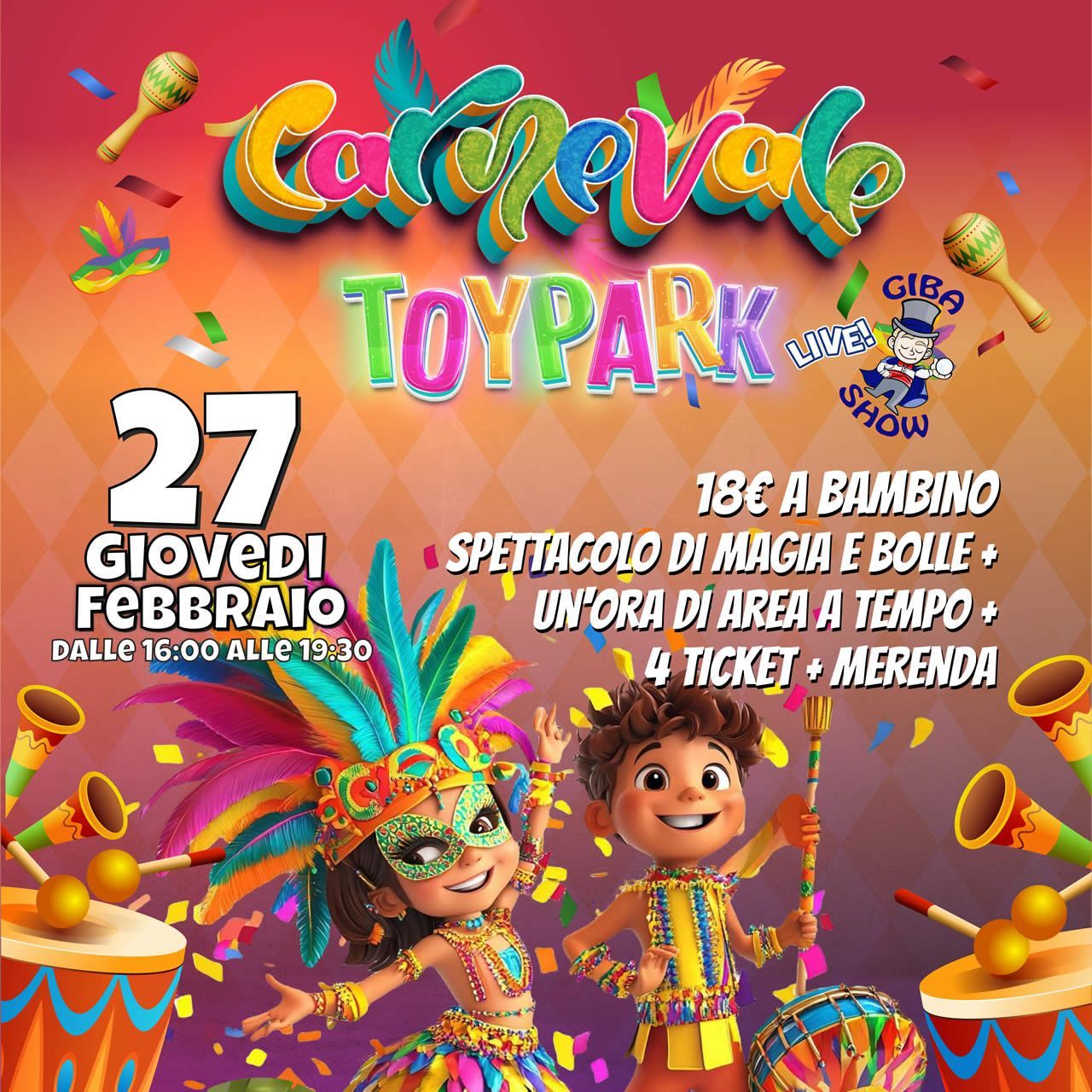 Toy Park si trasforma nel regno del Carnevale!, parco divertimenti Toy Park Palermo