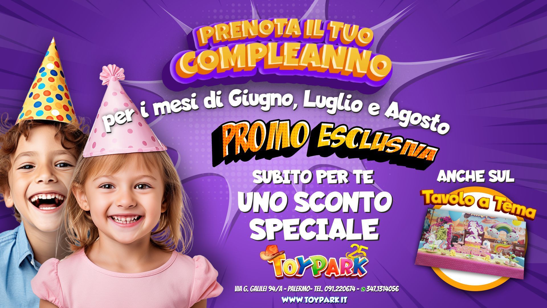 Promozione parco divertimenti Palermo Toy Park: Offerta Speciale Feste di Compleanno!