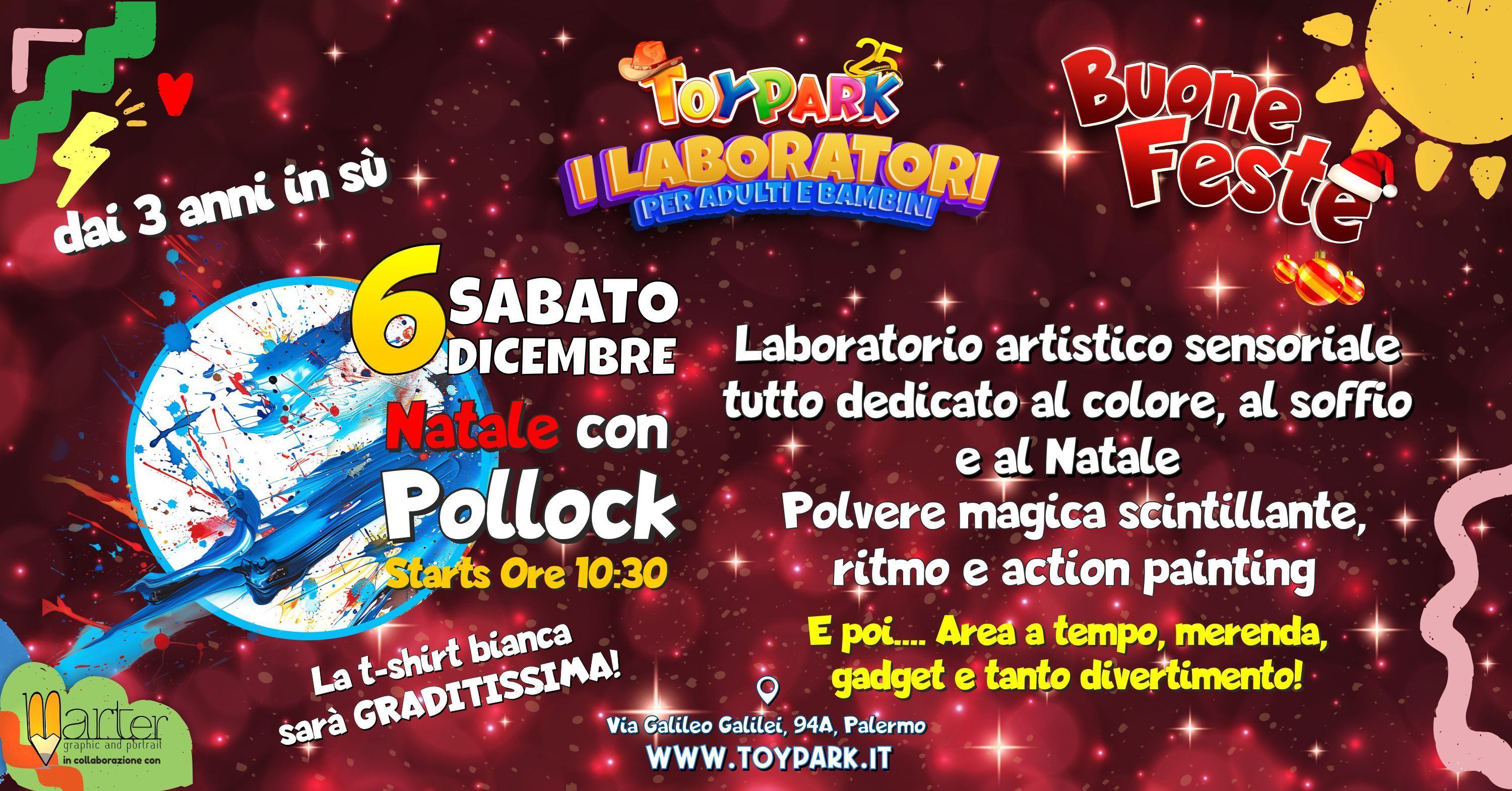 Polvere magica scintillante, ritmo e action painting, parco divertimenti Toy Park Palermo